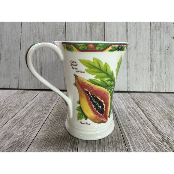 Vtg Crown Trent Fine Bone China Fruit Set of 2 Mugs Kiwi Papaya Pomegranate Fig - Picture 4 of 16